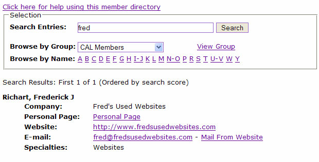 Screen Clipping of Directory Page