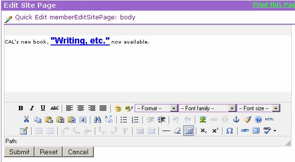 Sample Quick Edit window